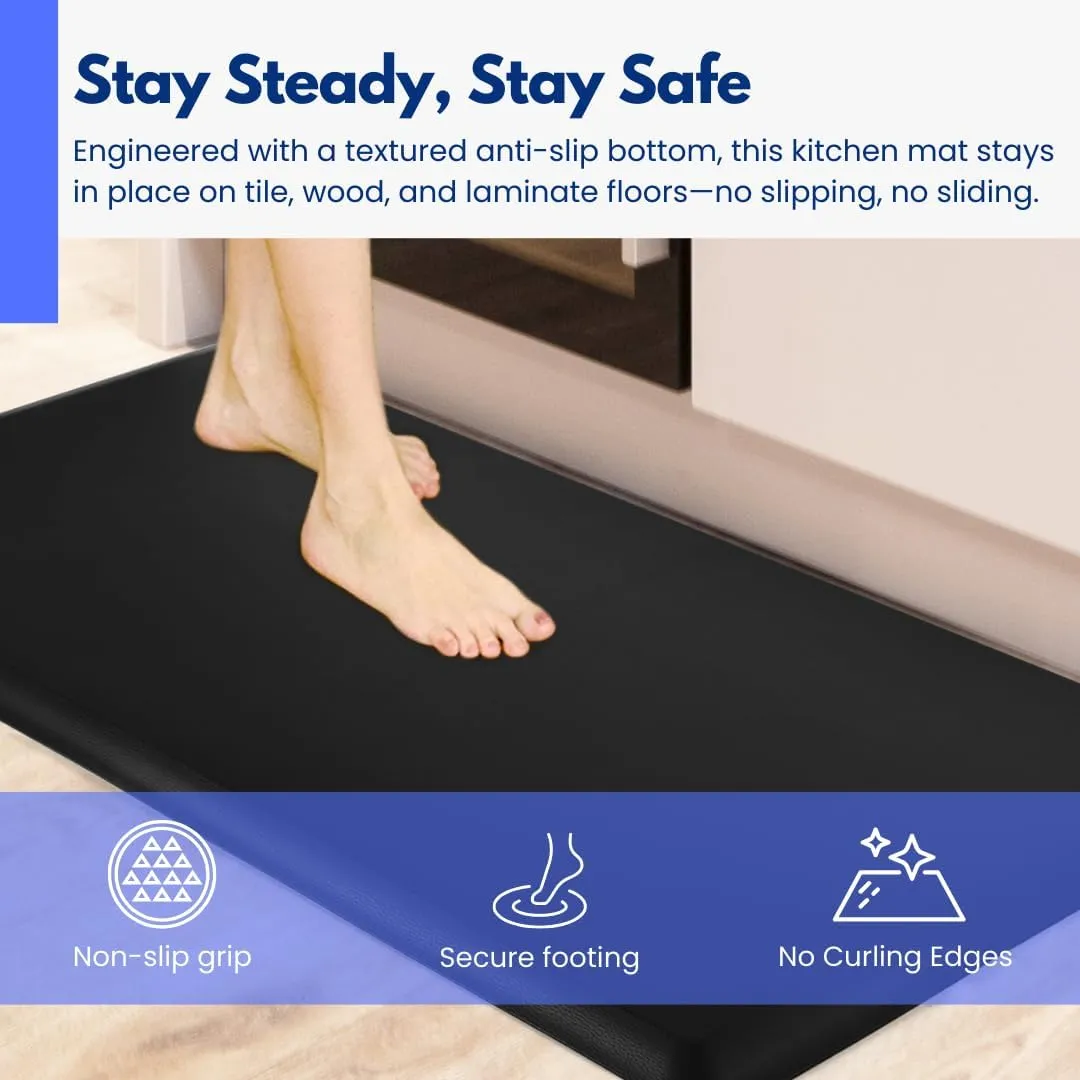 Art3d 3/4" Thick Kitchen Mats for Floor, Waterproof 20" X 32" Cushioned Comfort Mat, Anti Fatigue Mats for Kitchen, Ergonomic Standing Office Desk, Home and Garage, Square Black