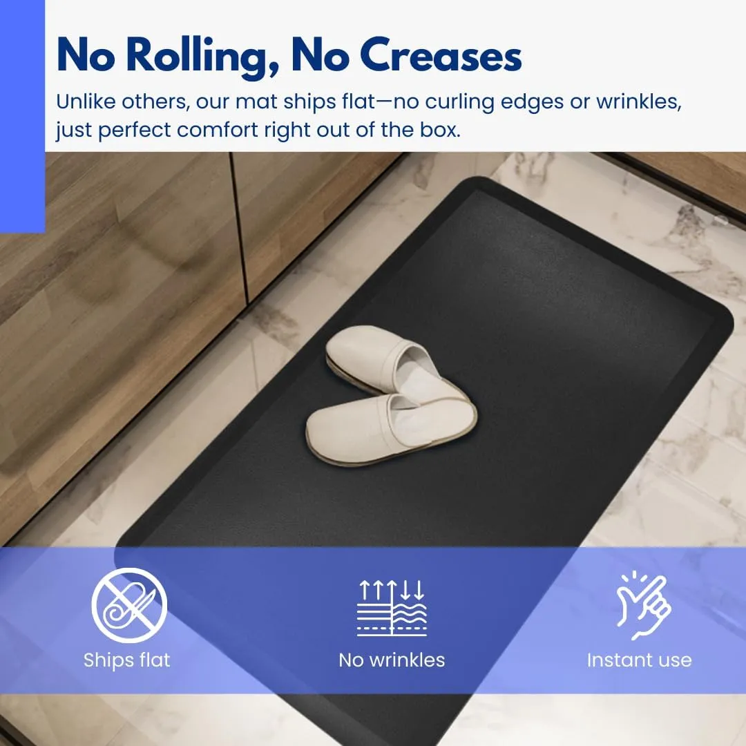 Art3d 3/4" Thick Kitchen Mats for Floor, Waterproof 20" X 32" Cushioned Comfort Mat, Anti Fatigue Mats for Kitchen, Ergonomic Standing Office Desk, Home and Garage, Square Black
