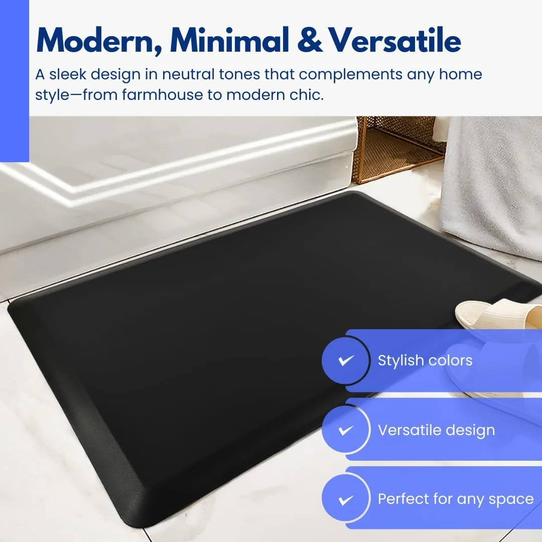 Art3d 3/4" Thick Kitchen Mats for Floor, Waterproof 20" X 32" Cushioned Comfort Mat, Anti Fatigue Mats for Kitchen, Ergonomic Standing Office Desk, Home and Garage, Square Black