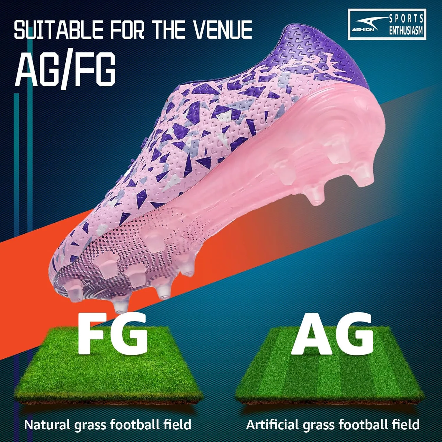 ASHION Kids Soccer Cleats Boys Girls Soccer Shoes Firm Ground Football Shoes for Indoor Outdoor Size (Little Kid/Big Kid)
