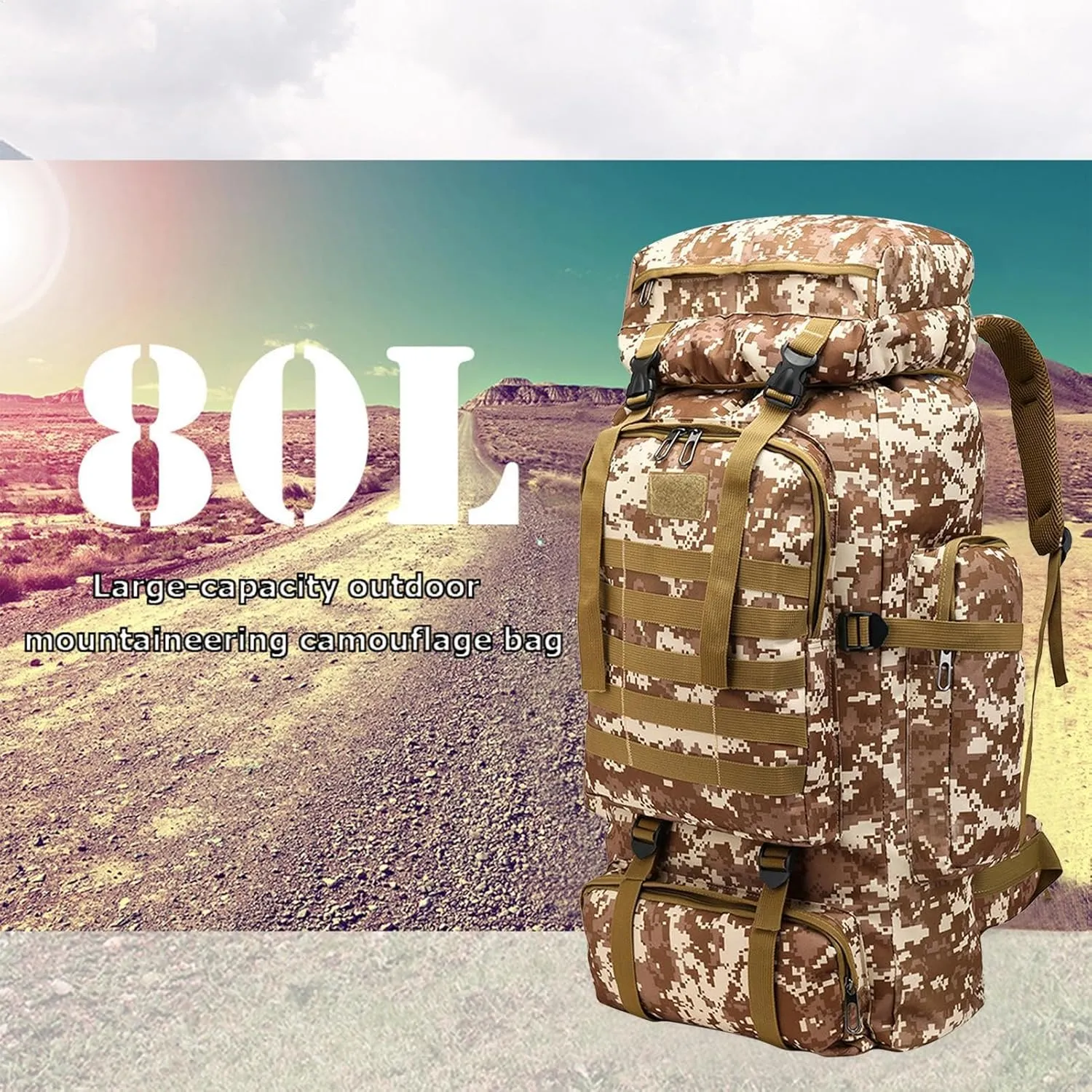 Assault Pack - 80l Outdoor Hiking Backpack Men, Waterproof Men Hunting Backpacks | Large Outdoor Backpack Men, Large Trekking Assault Rucksack Pack for Outdoor Activities Mountaineering, Trekking