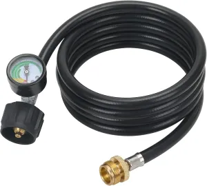 ATKKE Propane Hose Adapter 1lb to 20lb with Gauge, 8FT Propane Tank Grill Adapter Converter for Weber Q Grill, Mr. Heat Propane Heat, Blackstone 17/22‘’ Griddle, Coleman Camping Stove and More