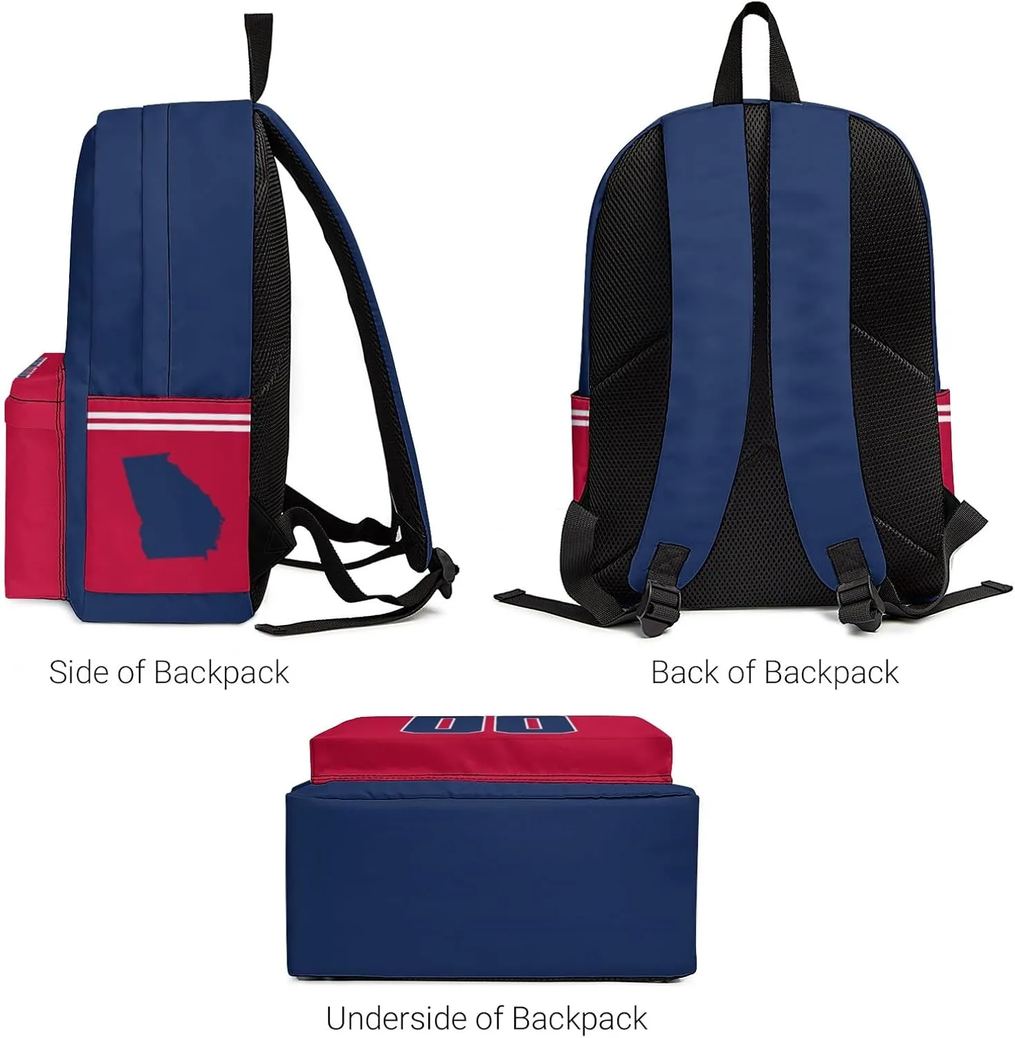 Atlanta Backpack Custom Name Number Travel Laptop Work Shoulder Bag Personalized Daypack Fans Gift for Men Women Boy Girl