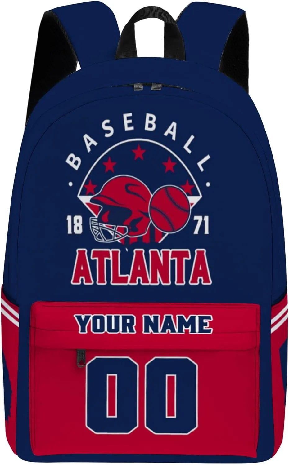 Atlanta Backpack Custom Name Number Travel Laptop Work Shoulder Bag Personalized Daypack Fans Gift for Men Women Boy Girl
