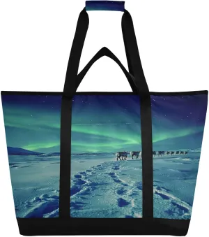 Aurora Reusable Insulated Lunchbox Cooler Bag, Leakproof Kitchen Grocery Bag Collapsible Portable Cooler Tote Bag for Picnic, Camping, Office, Travel