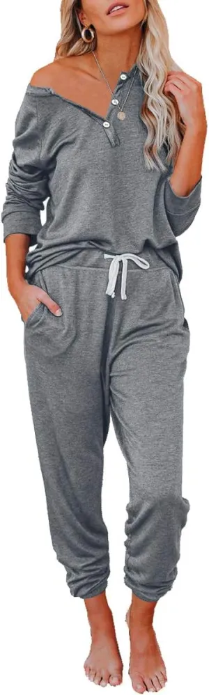 AUTOMET Womens 2 Piece Outfits Pajamas Sets Fall Lounge Sets Loungewear Sweatsuits with Sweatpants