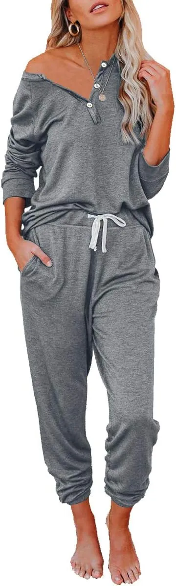 AUTOMET Womens 2 Piece Outfits Pajamas Sets Fall Lounge Sets Loungewear Sweatsuits with Sweatpants