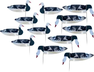 Avery GHG Pro-Grade Blue Goose Sock Decoys, 12-Pack | Durable Realistic Hunting Windsock Decoy Set with Stable Foldable Ground Stakes, Resistant No-Glare Matte Bodies, Quick-Setup Design