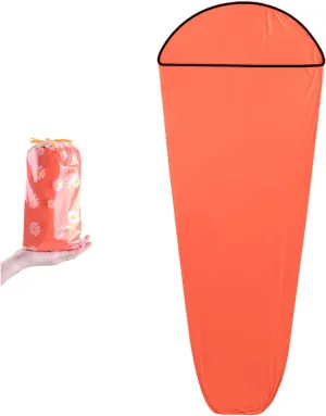 Azarxis Insulated Sleeping Bag Liner, Mummy Sleeping Bag Liner Adult Sleep Sack Travel Sheets Camping Sheet Single Size 78.74" x 31.5" for Hotels Hostels Backpacking Hiking (Orange)