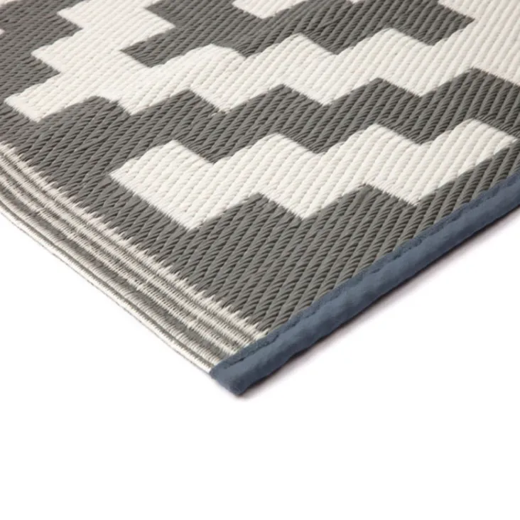 Aztec Grey & White Rectangular Diamond Pattern Foldable XL Camping Grass Mat - 270x450 CM