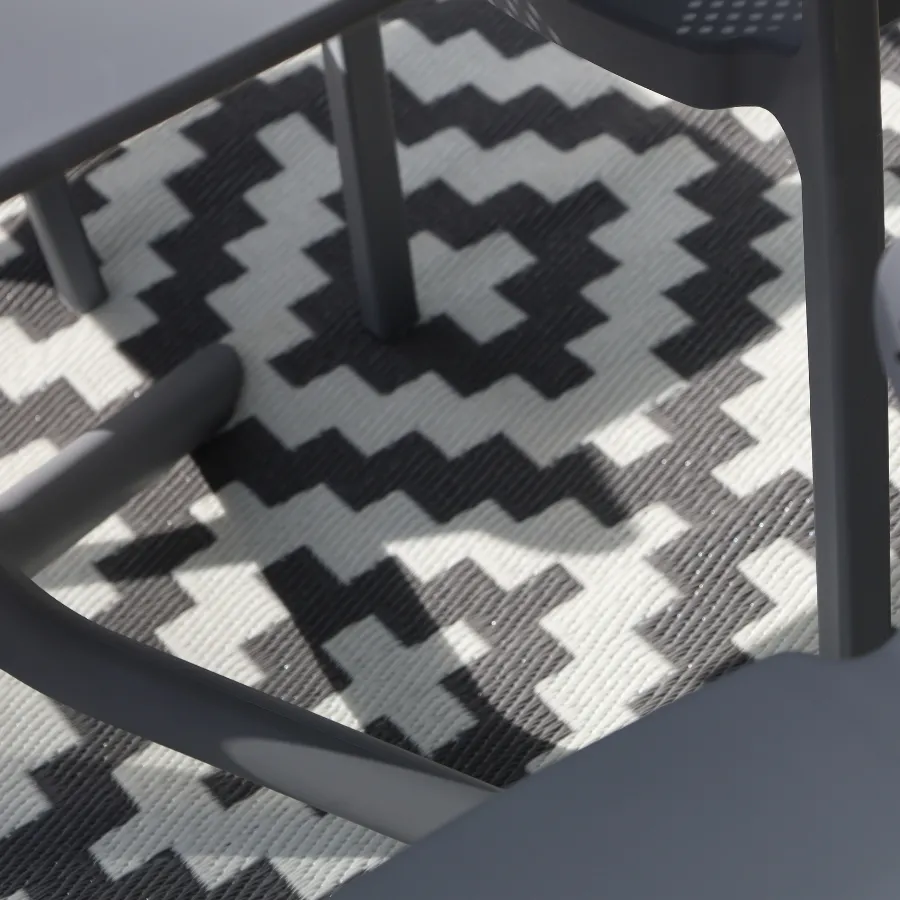 Aztec Grey & White Rectangular Diamond Pattern Foldable XL Camping Grass Mat - 270x450 CM