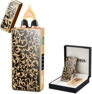 BABOBIU Electric Lighter USB Lighter Rechargeable Portable Windproof Flameless Plasma Lighter with High Power Large Arc for Camping, Hiking, Adventure (Decorative)