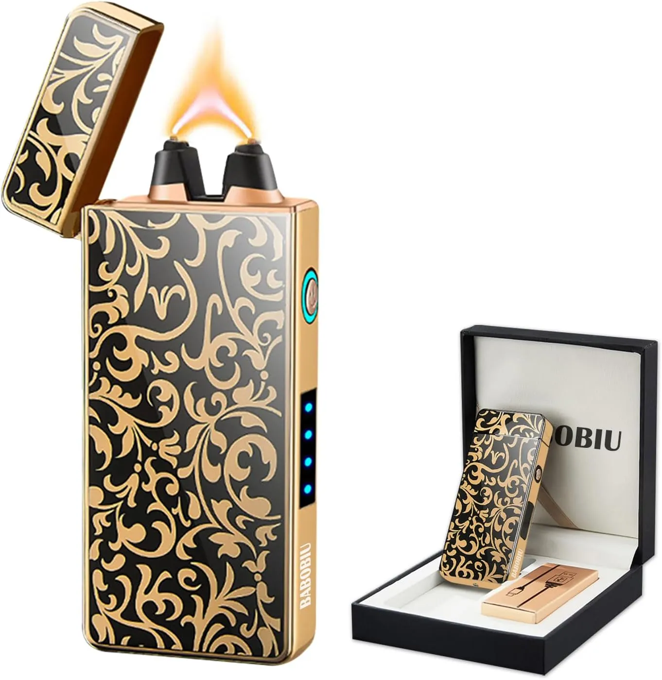BABOBIU Electric Lighter USB Lighter Rechargeable Portable Windproof Flameless Plasma Lighter with High Power Large Arc for Camping, Hiking, Adventure (Decorative)