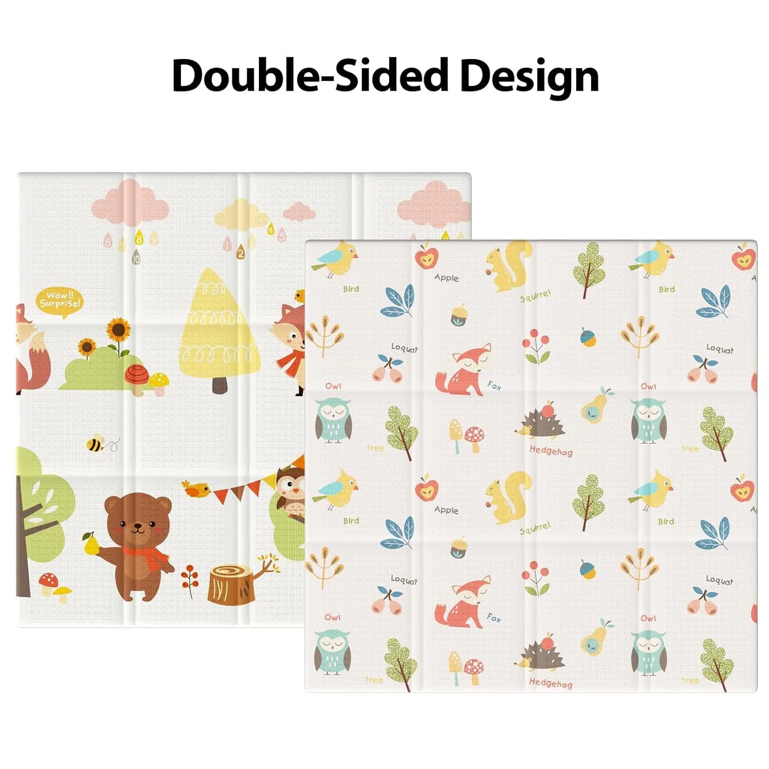Baby Play Mat, 50 x 50 Inch Play Mat Perfect for Use Baby Playpen, Foldable Baby Foam Playmat for Floor, Portable Waterproof Activity PlayMats for Babies, Infants and Toddlers
