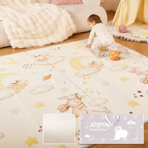 Baby Play Mat 79" X 71" X 0.6", Fabric Version Extra Large Thick Reversible Foldable Play Mats for Babies and Toddlers, Anti-Slip Portable Baby Floor Mat for Tummy Time with Travel Bag