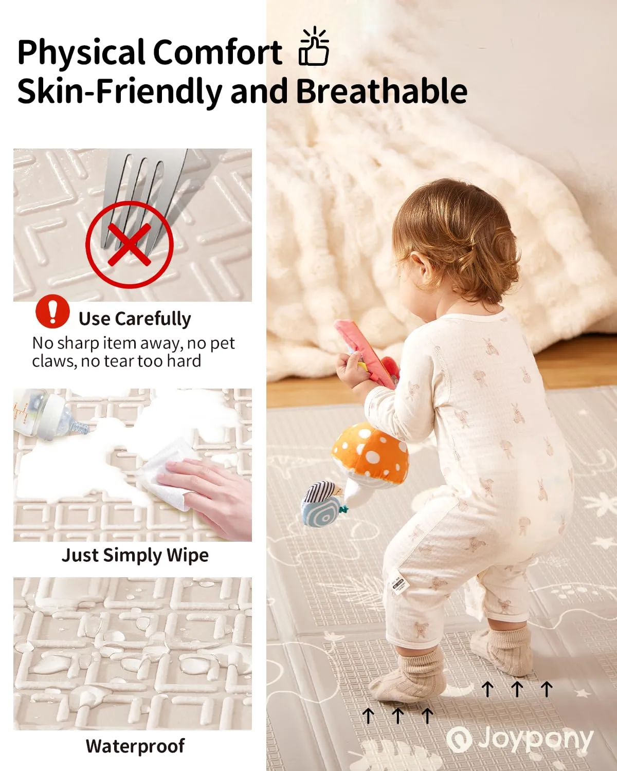 Baby Play Mat 79x 71 Inch, Extra Large Foldable Play Mats for Babies and Toddlers, Waterproof & Anti-Slip Portable Baby Floor Mat for Tummy Time, Non Toxic Foam Play Mat for Floor Travel Bag