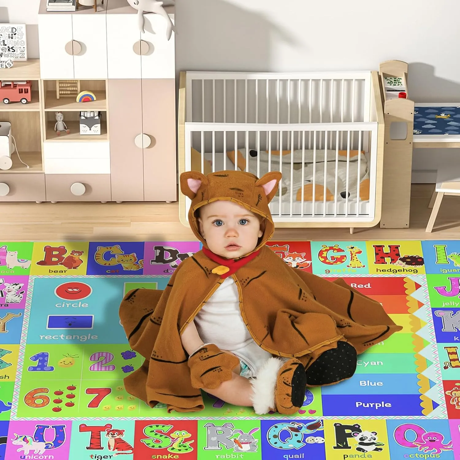 Baby Play Mat for Floor, Non-Slip Playmat for Toddlers & Infants, Extra Thick Large Padded Educational ABC Kids Rug for Crawling & Playing Super Soft Plush Surface to Keep Safe(40"x60")