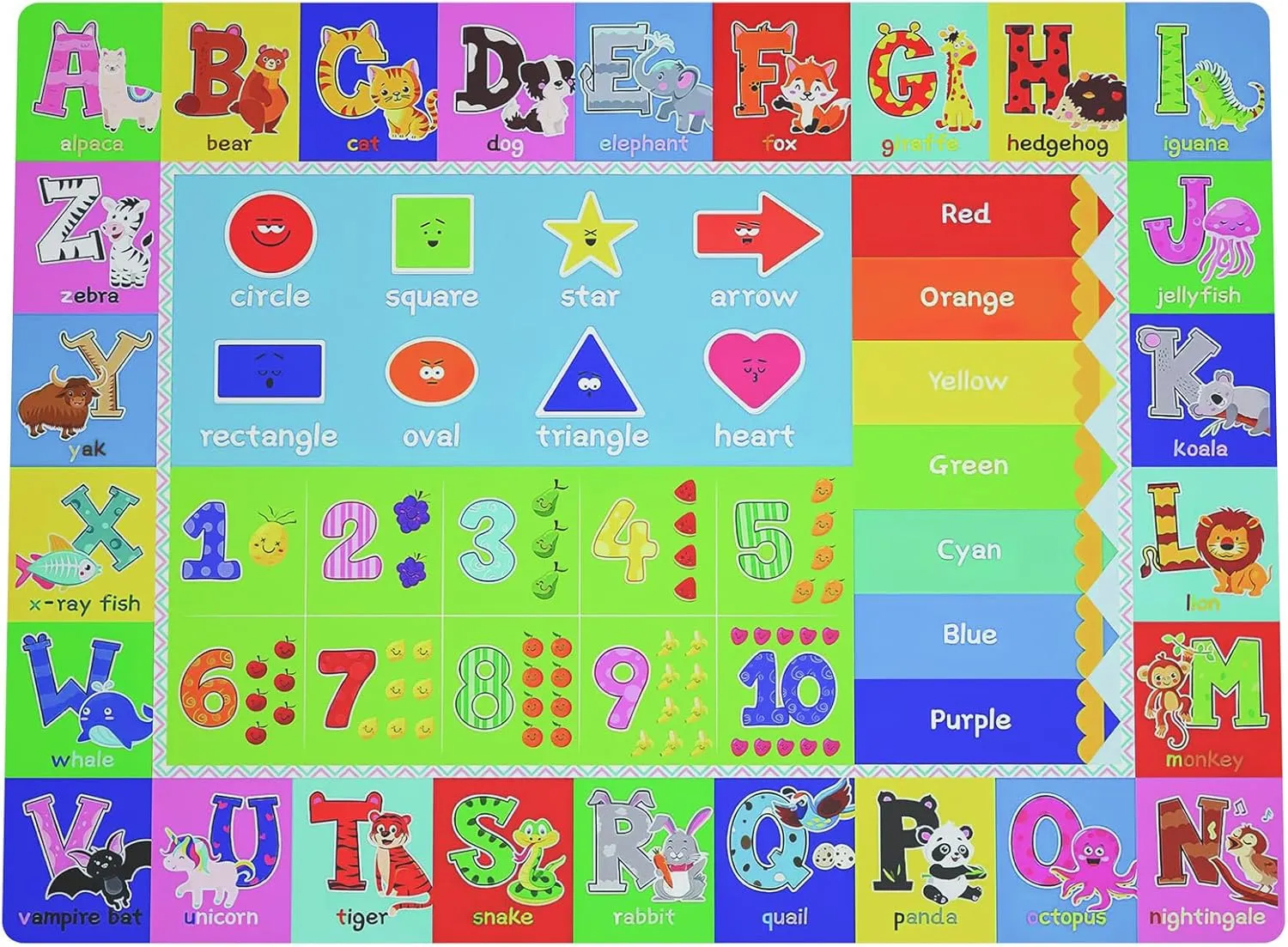 Baby Play Mat for Floor, Non-Slip Playmat for Toddlers & Infants, Extra Thick Large Padded Educational ABC Kids Rug for Crawling & Playing Super Soft Plush Surface to Keep Safe(40"x60")