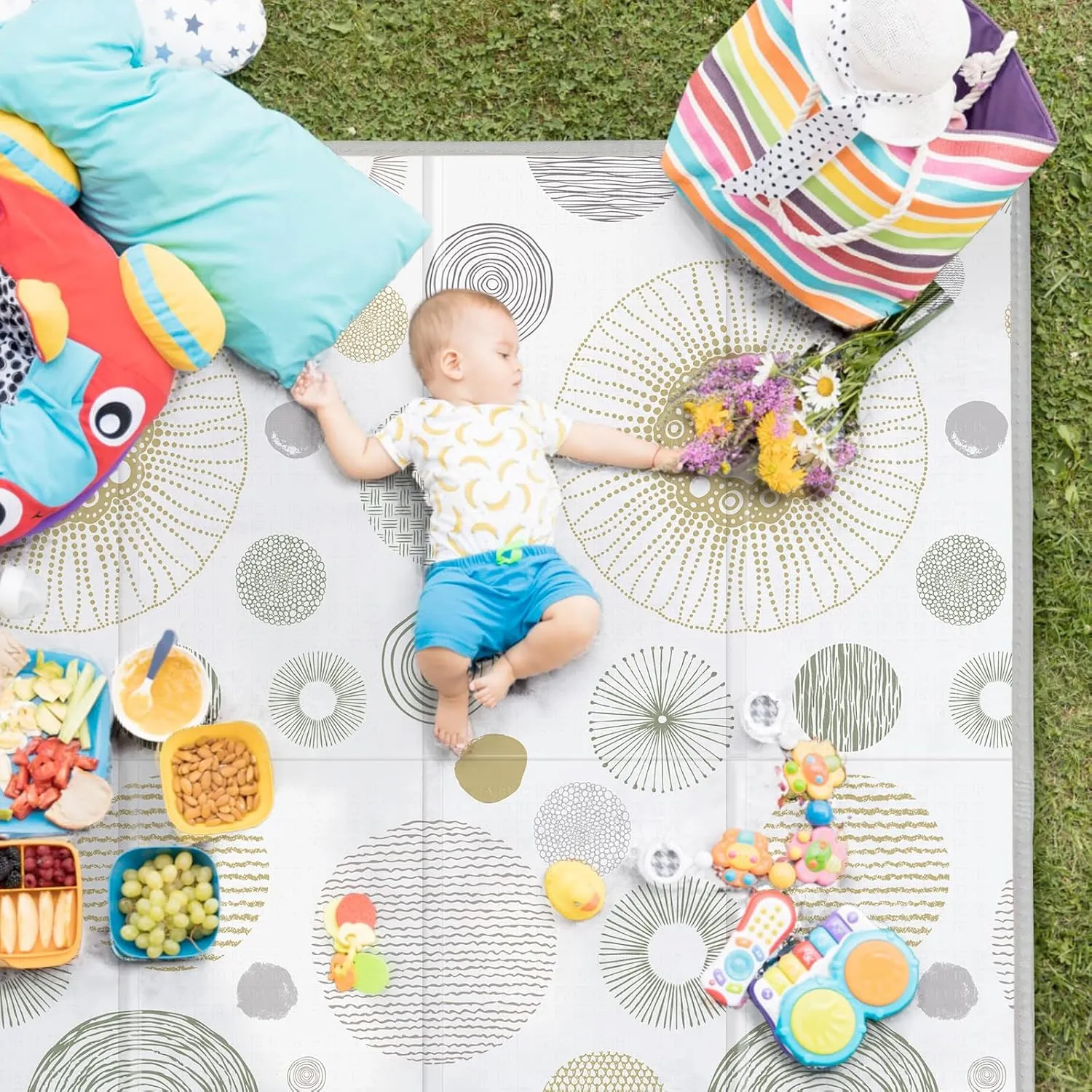 Baby Play Mat for Floor,Baby Play Mat for 59''x 59''Playpen,Reversible,0.8 in Thick Waterproof Playmat,Anti-Slip Floor Playing Mats,Non-Toxic,Baby Playmat for Indoor and Outdoor Use,Circle