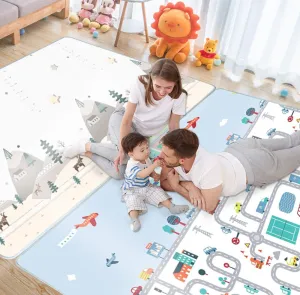 Baby Play Mat Reversible Foldable Foam Play mat for Baby, BPA Free Baby mat for Floor, playmat for Babies with Travel Bag for Indoor Outdoor 70 x 59 x 0.2 Inch
