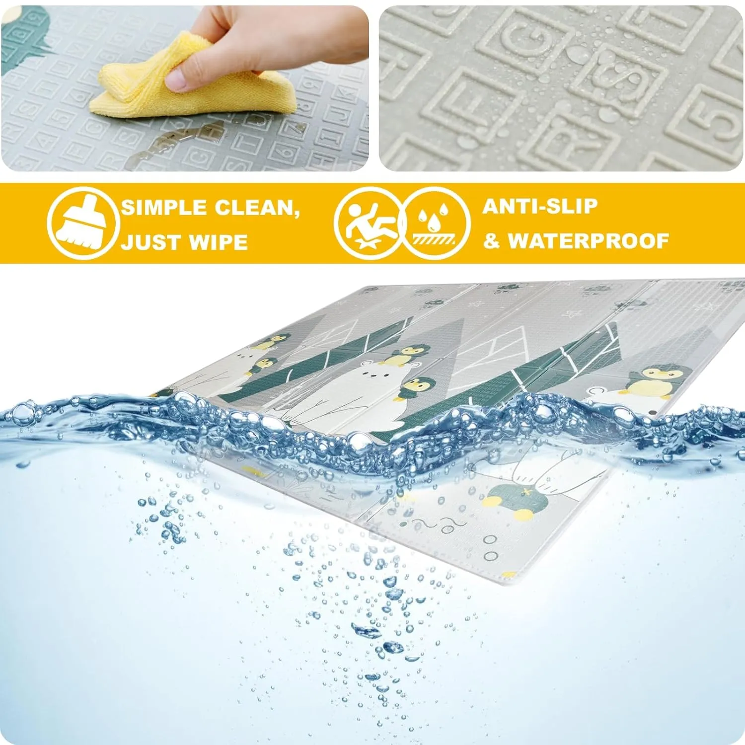 Baby Play Mat, XPE Foldable Foam Play Mat for Floor, Soft Waterproof Playmats for Babies and Toddlers Kids， Reversible Baby Crawling Mat for Indoor and Outdoor， 79''x59''x0.4"