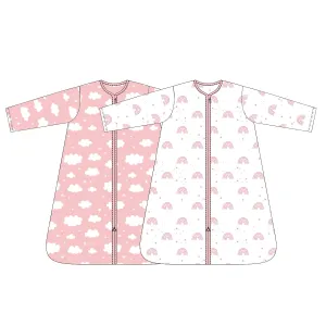 Baby Sleep Sack 6-12 Months 100% Cotton Long Sleeve Wearable Blanket Baby Sleep Bag with 2-Way Zipper 2 Pack 0.5 Tog Sleeping Sack for Newborn Infant White Pink