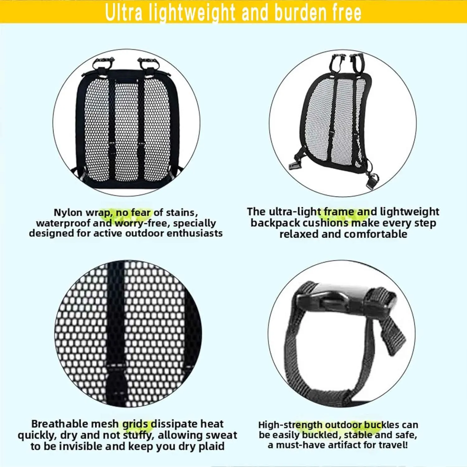 Backpack AccessoriesBackpack SpacerBiking BackpacksSupport Ventilation Frame ，The Improve Airflow and Decrease Sweat (Black three)