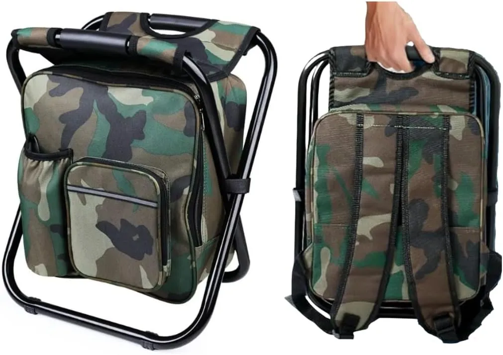Backpack Cooler Ice Fishing Chair - Waterproof Insulated Backpack Chair - Portable Fishing Chairs for Adults