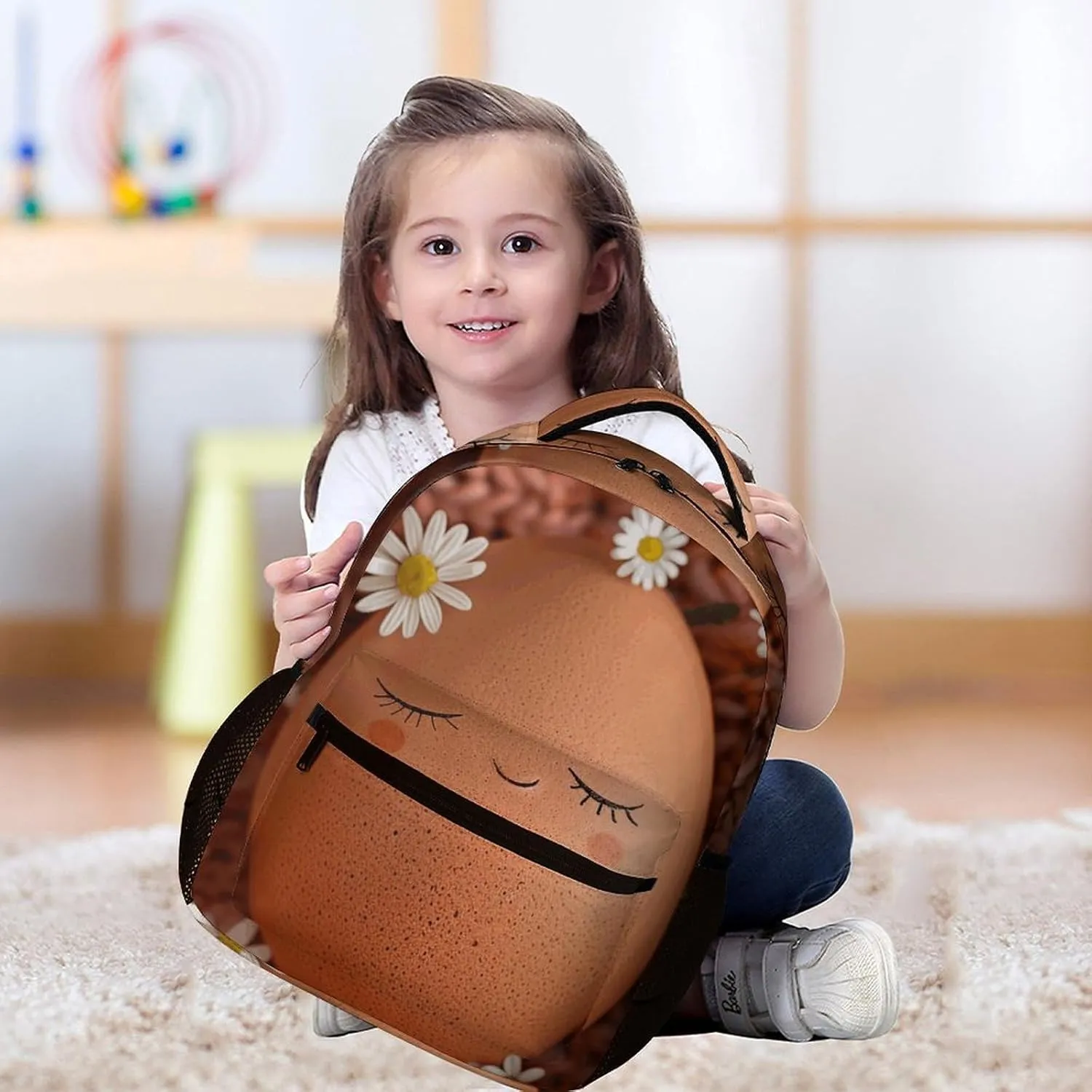 Backpack for Men Women Laptop Backpack Brown Eggs And Flowers Casual Daypack Laptop Bag for Travel