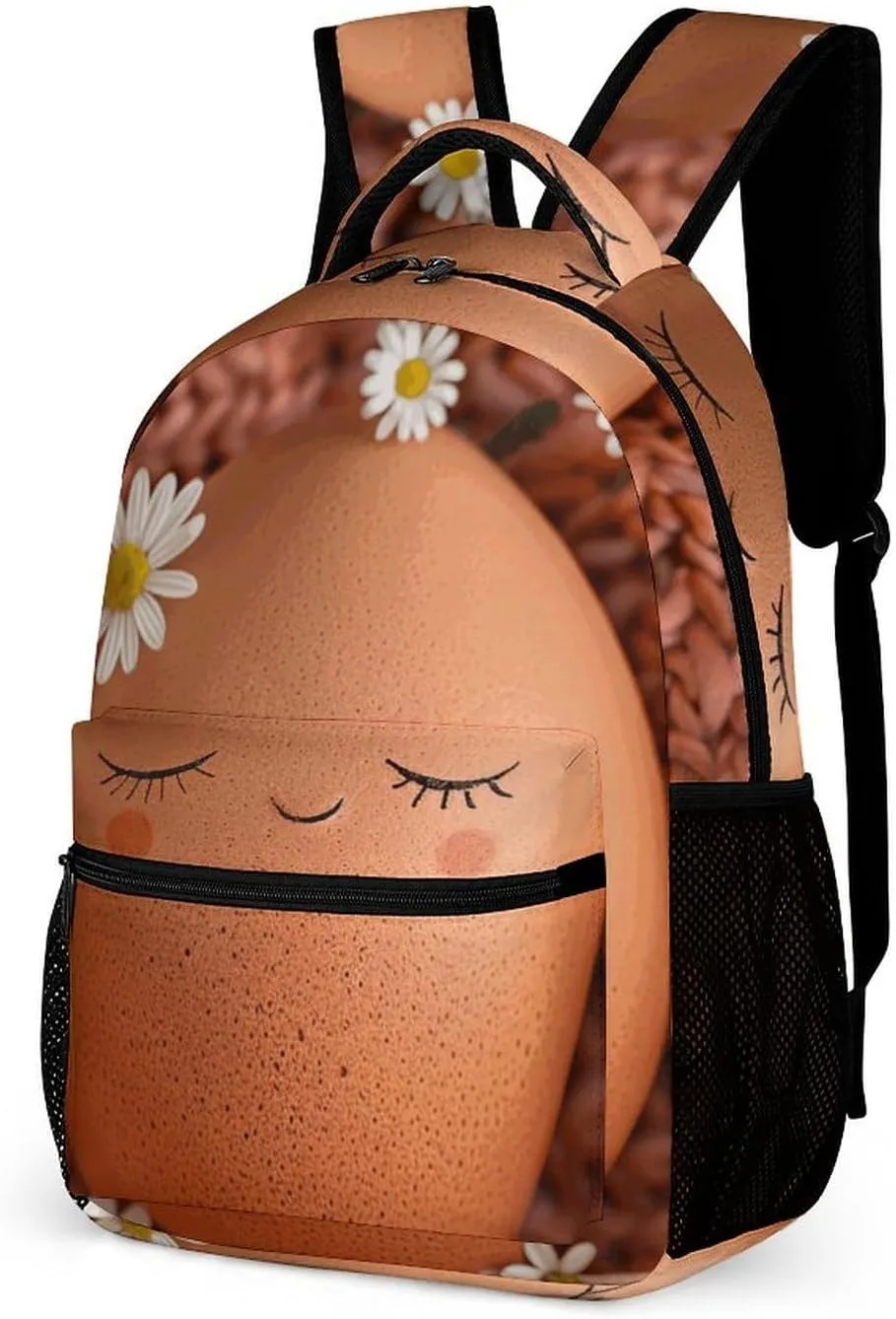 Backpack for Men Women Laptop Backpack Brown Eggs And Flowers Casual Daypack Laptop Bag for Travel