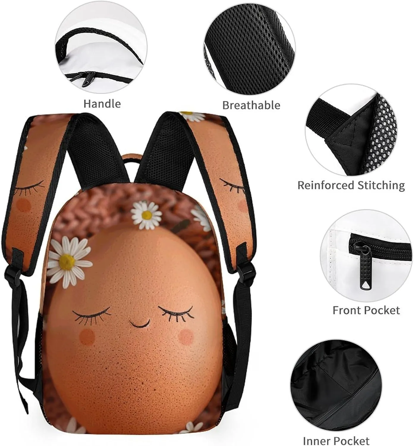 Backpack for Men Women Laptop Backpack Brown Eggs And Flowers Casual Daypack Laptop Bag for Travel