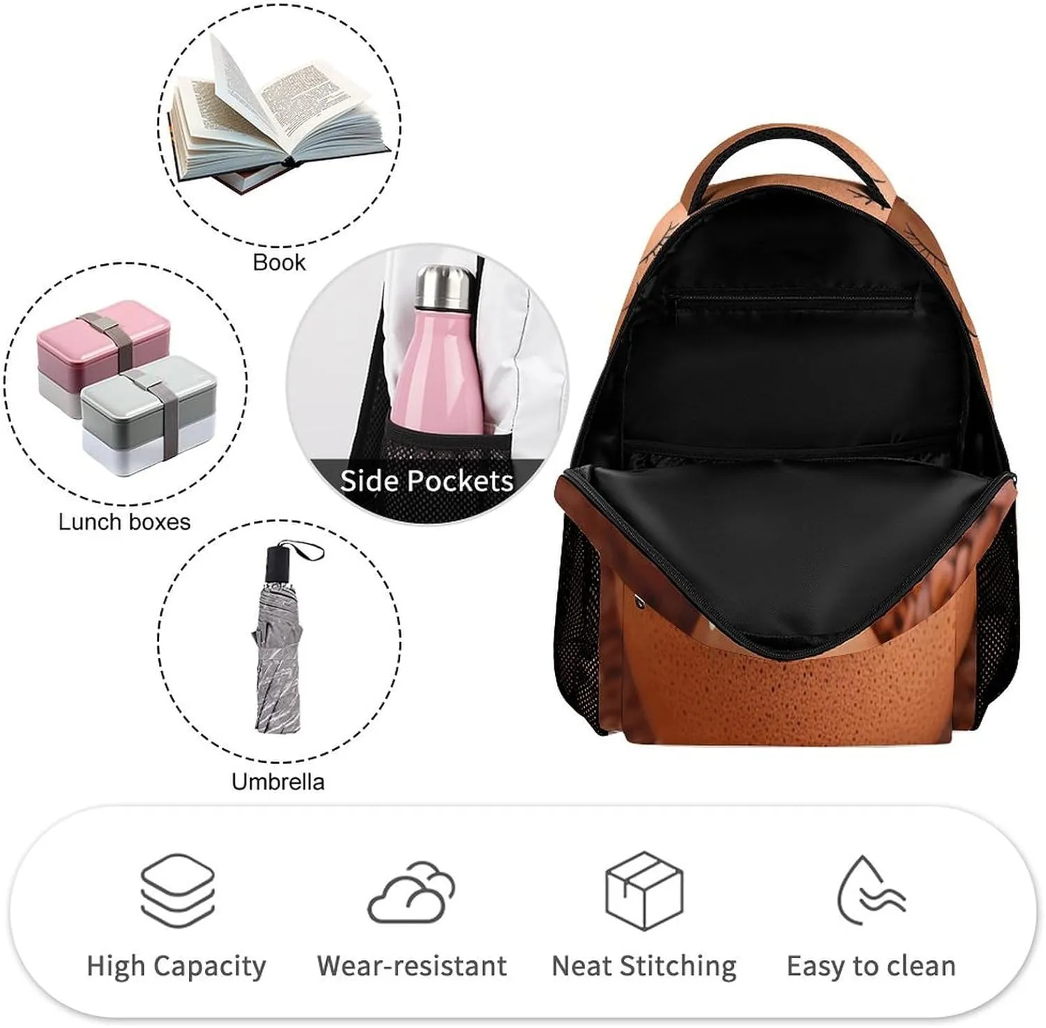 Backpack for Men Women Laptop Backpack Brown Eggs And Flowers Casual Daypack Laptop Bag for Travel