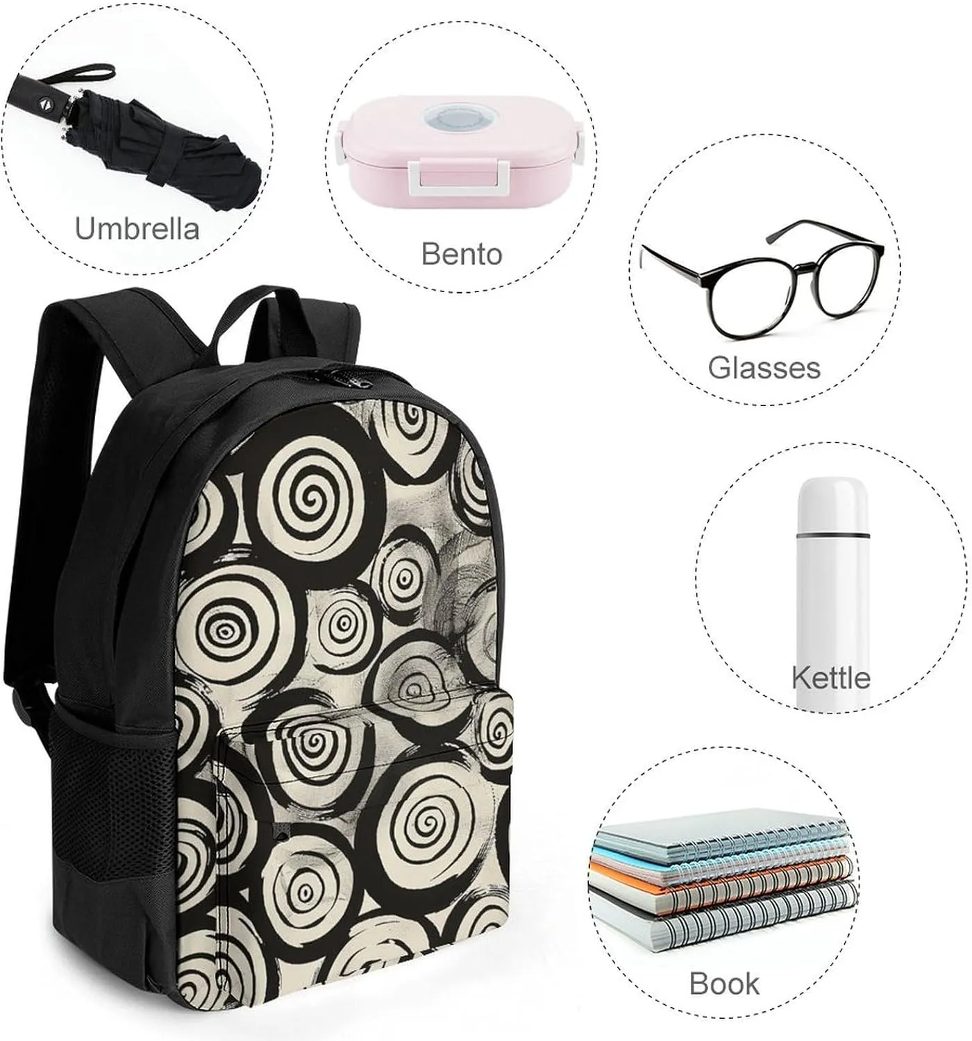 Backpack for Men Women Laptop Backpack Circular Swirl Pattern Casual Daypack Laptop Bag for Travel