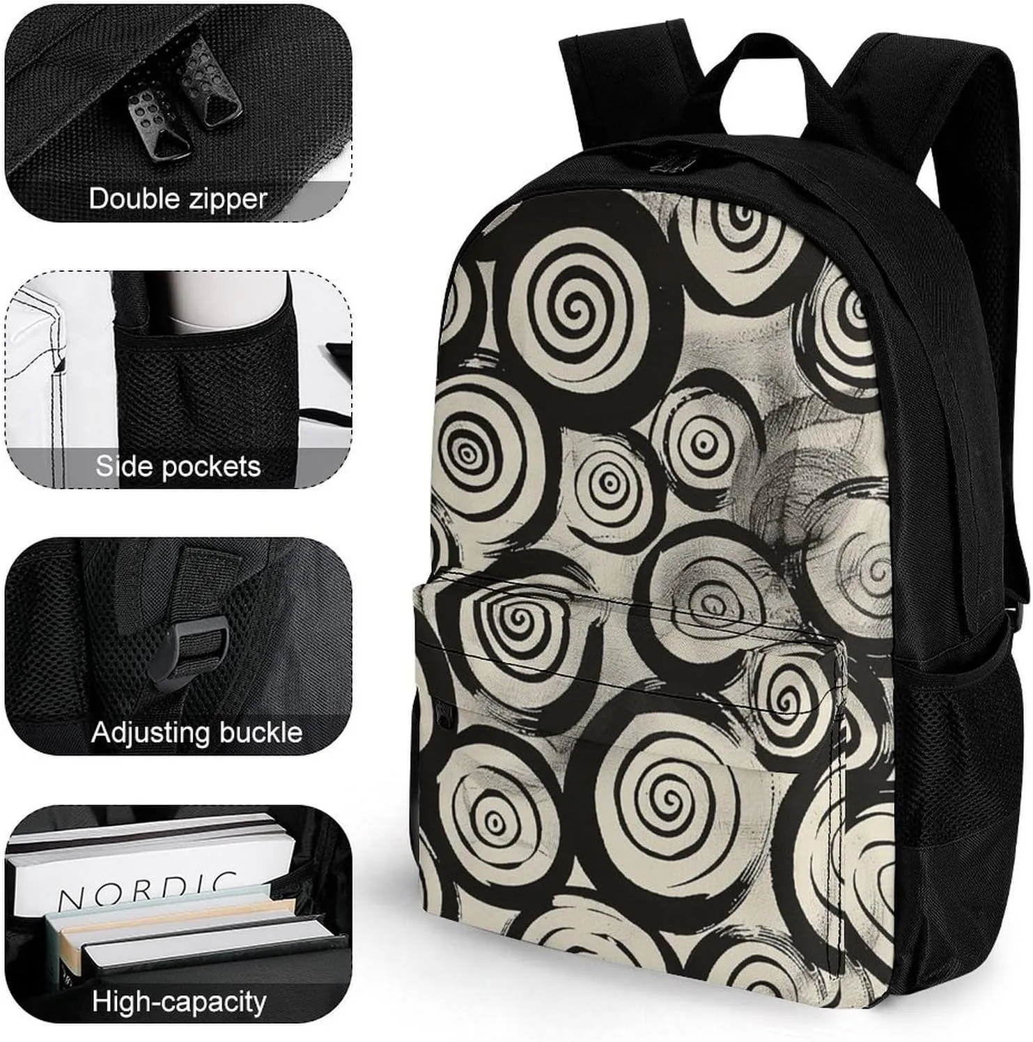 Backpack for Men Women Laptop Backpack Circular Swirl Pattern Casual Daypack Laptop Bag for Travel