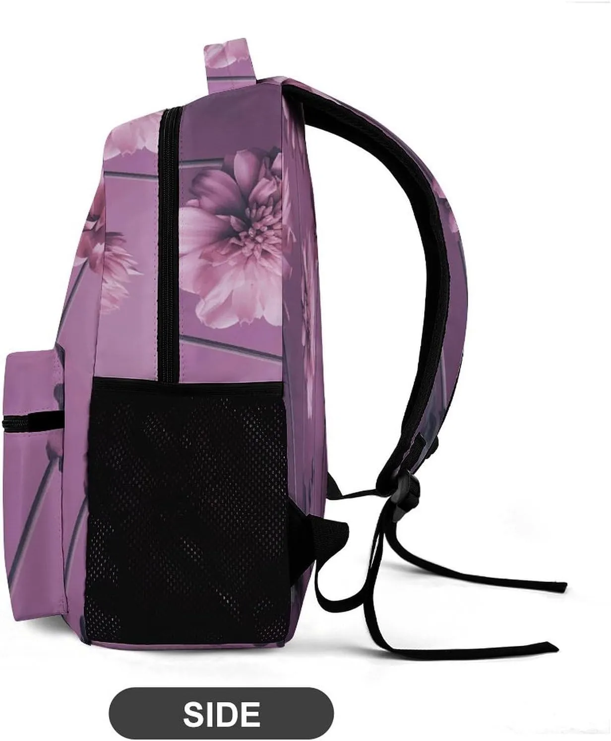 Backpack for Men Women Laptop Backpack Flowers on Purple Background Casual Daypack Laptop Bag for Travel
