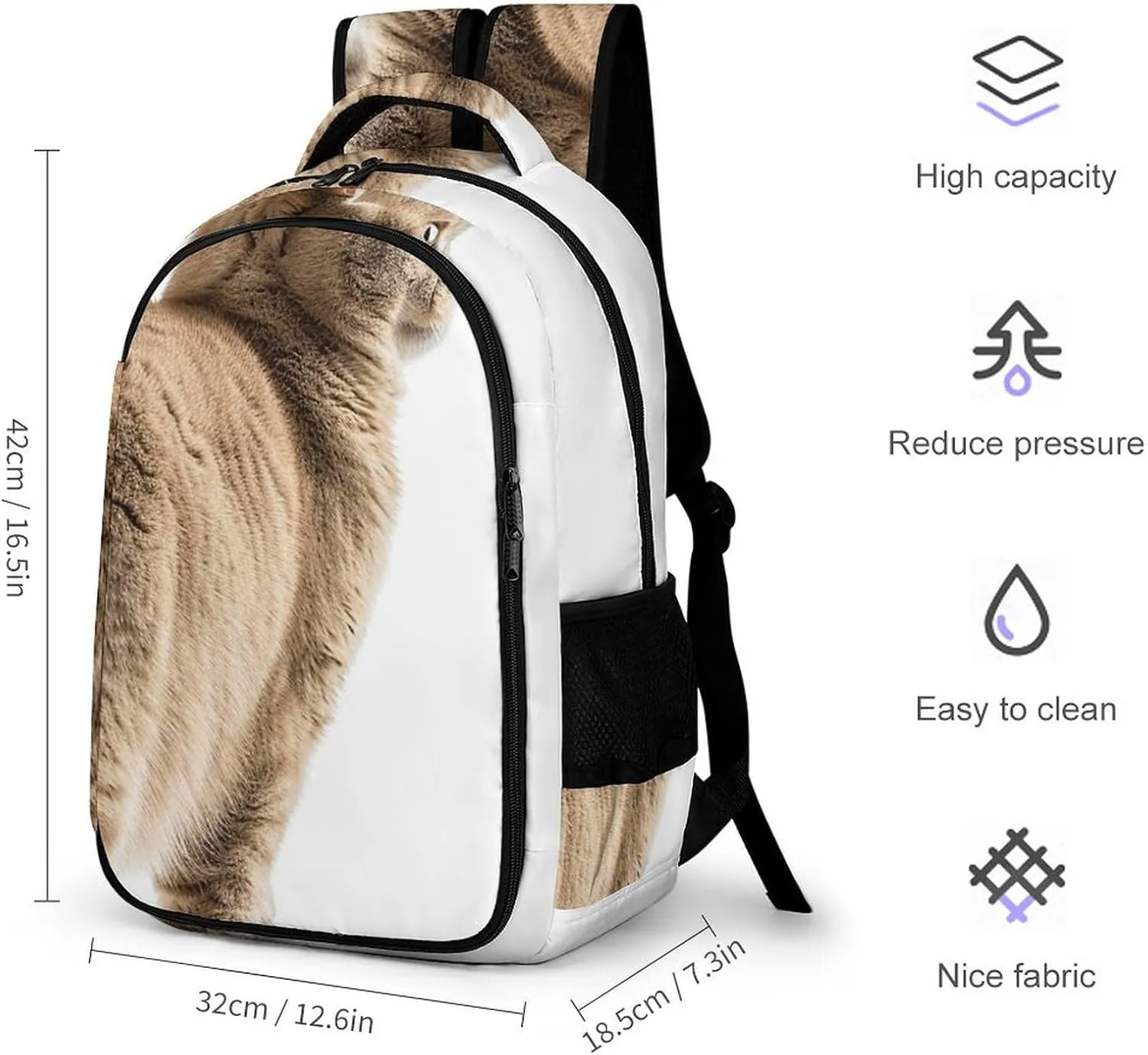 Backpack for Men Women Laptop Backpack Light Brown Cat Casual Daypack Laptop Bag for Travel