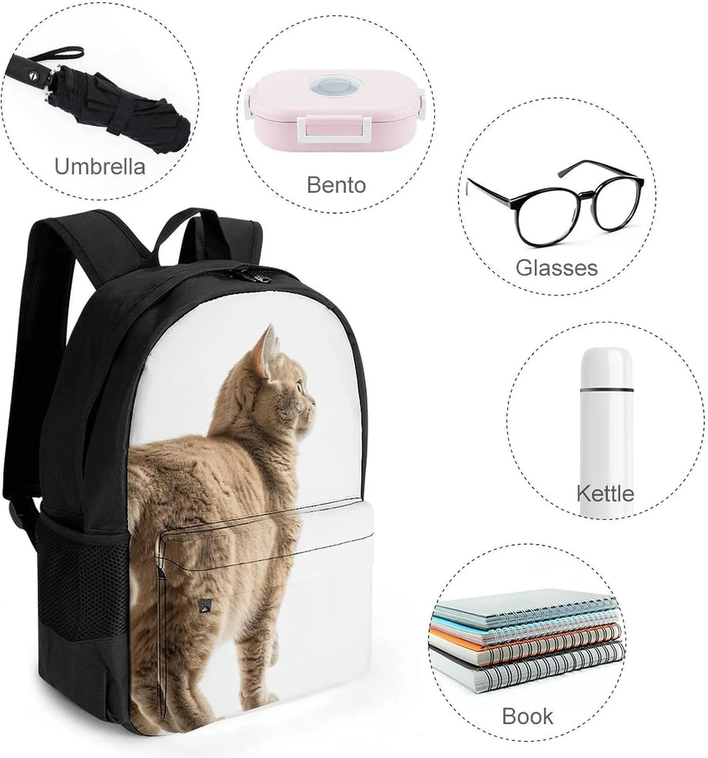 Backpack for Men Women Laptop Backpack Light Brown Cat Casual Daypack Laptop Bag for Travel