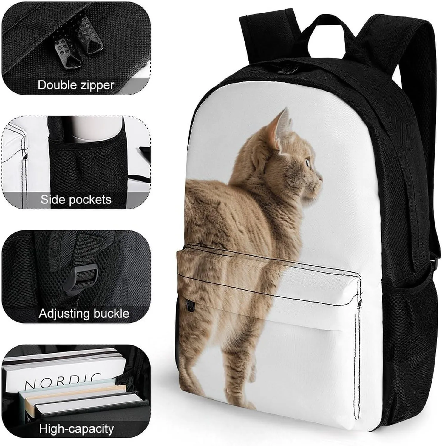 Backpack for Men Women Laptop Backpack Light Brown Cat Casual Daypack Laptop Bag for Travel