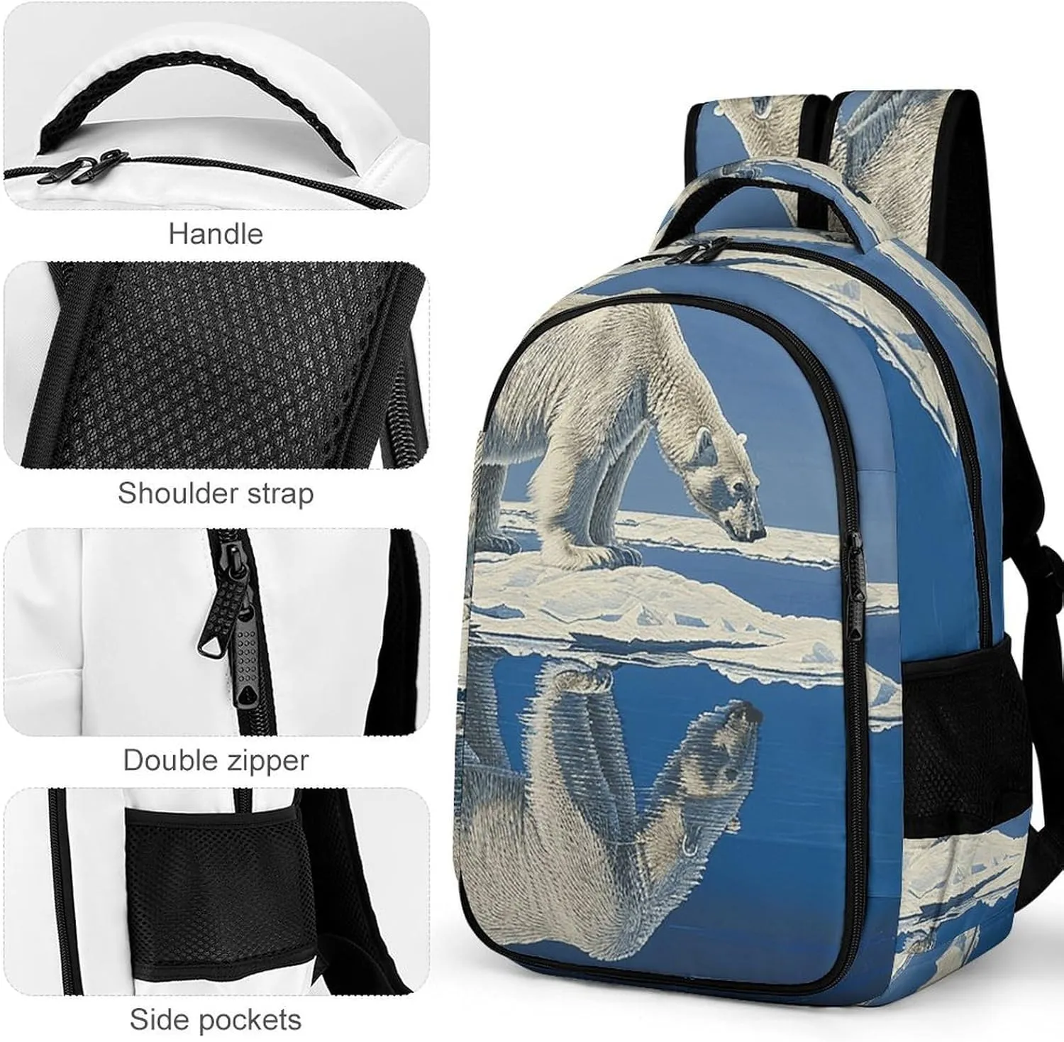Backpack for Men Women Laptop Backpack Standing on Ice Floe Casual Daypack Laptop Bag for Travel