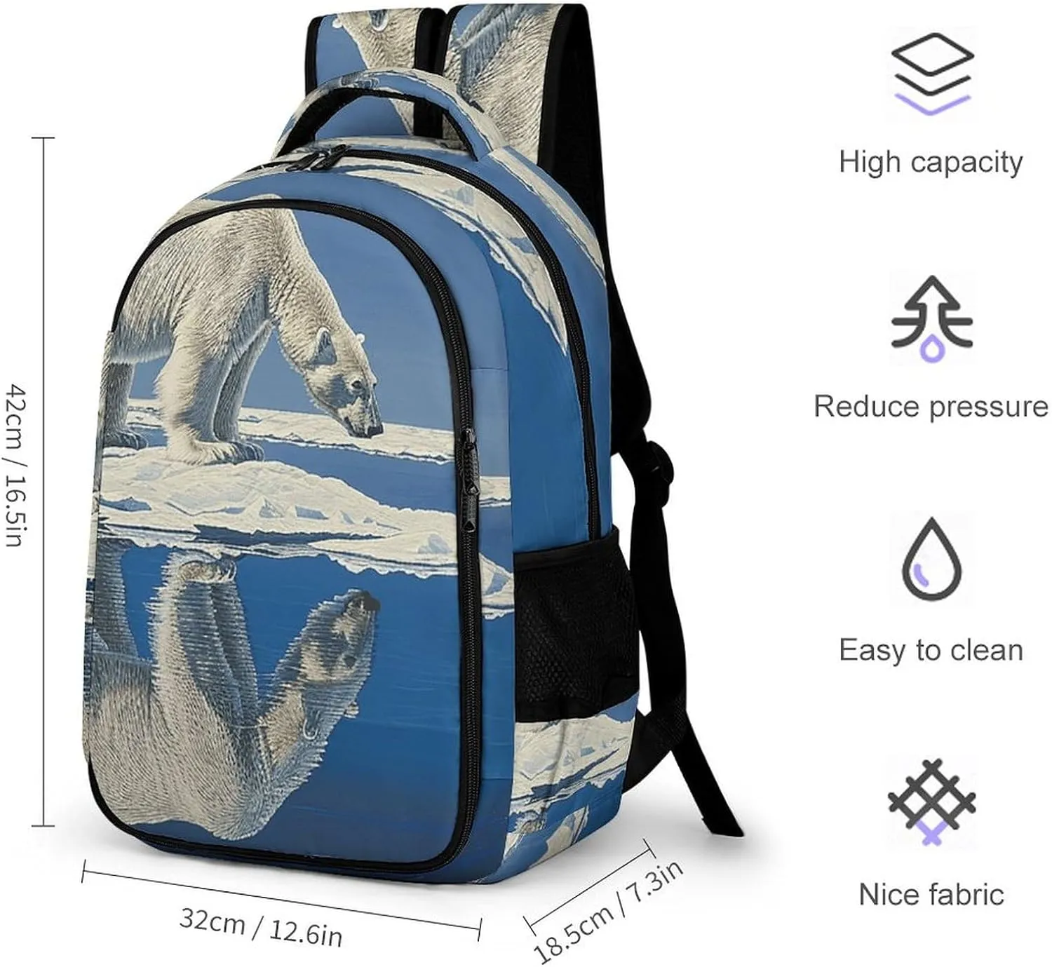 Backpack for Men Women Laptop Backpack Standing on Ice Floe Casual Daypack Laptop Bag for Travel