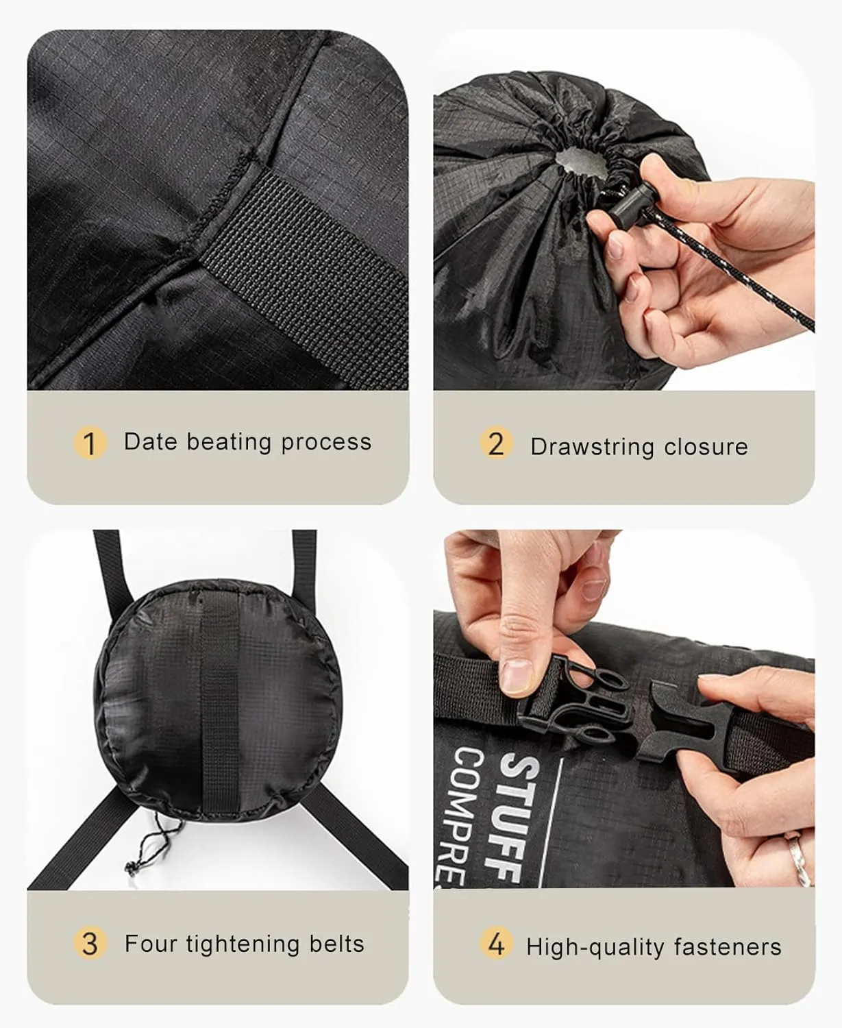 Backpacking Compression Bag, Quick-Dry Stuff Sacks for Backpacking, Lightweight Breathable Reusable Outdoor Gear for Hiking Supplies Camping Travel