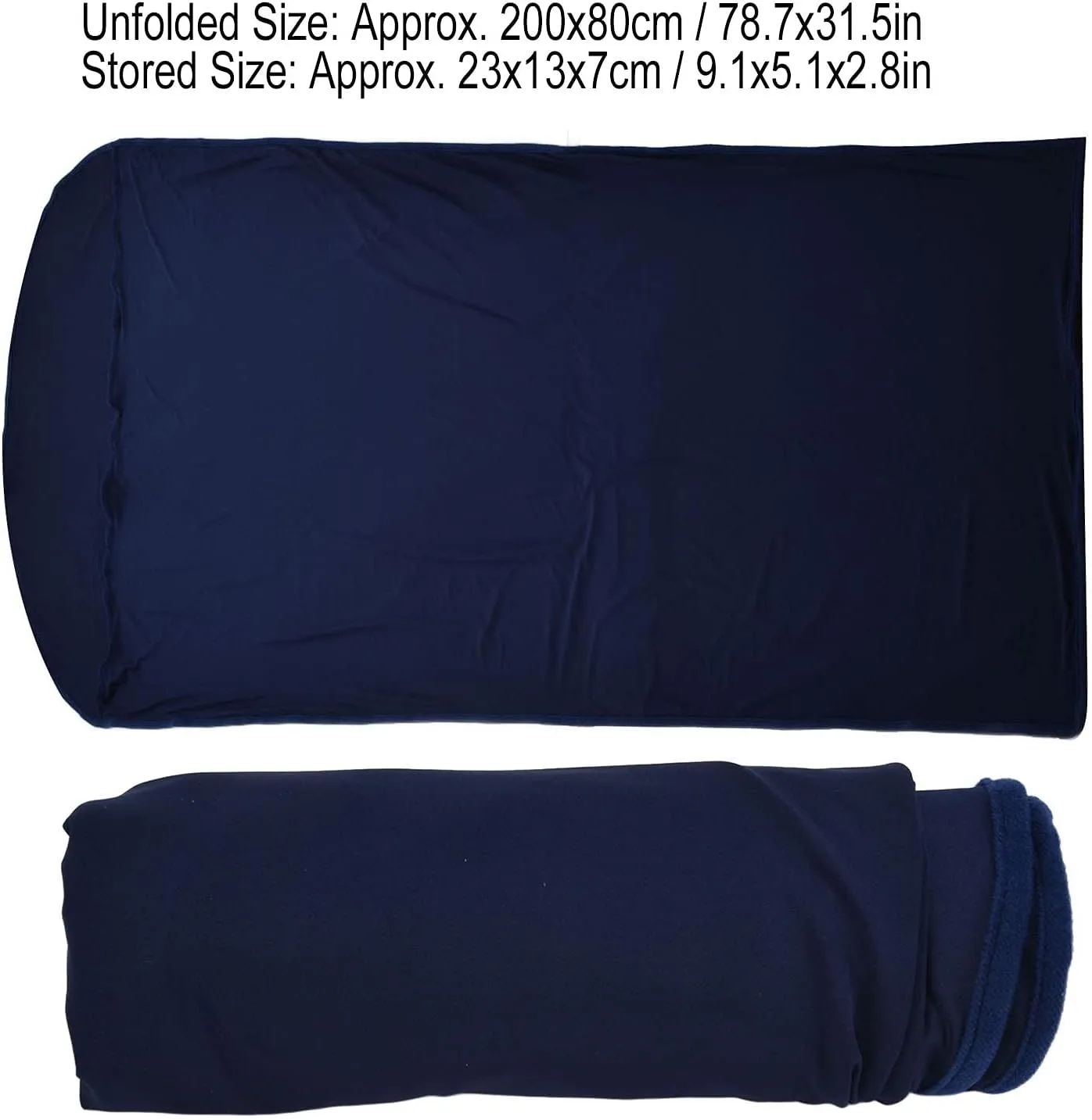 Bag Liner, 200x80cm Ultralight Multifunctional Elastic Sleeping Sack Lightweight Breathable Cotton Liner for Picnic Hiking Outdoor Camping(Dark Blue)