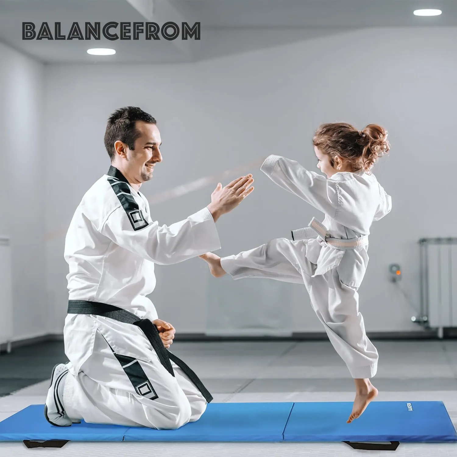 BalanceFrom 2ft x 6ft Three Fold Folding Exercise Mat with Carrying Handles for MMA, Gymnastics and Home Gym Protective Flooring, 1.5-Inch Thick, Multiple Colors