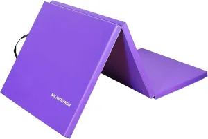 BalanceFrom 2ft x 6ft Three Fold Folding Exercise Mat with Carrying Handles for MMA, Gymnastics and Home Gym Protective Flooring, 1.5-Inch Thick, Multiple Colors