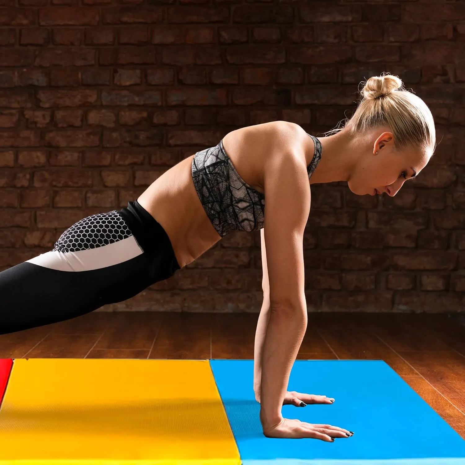 BalanceFrom 2ft x 6ft Three Fold Folding Exercise Mat with Carrying Handles for MMA, Gymnastics and Home Gym Protective Flooring, 1.5-Inch Thick, Multiple Colors