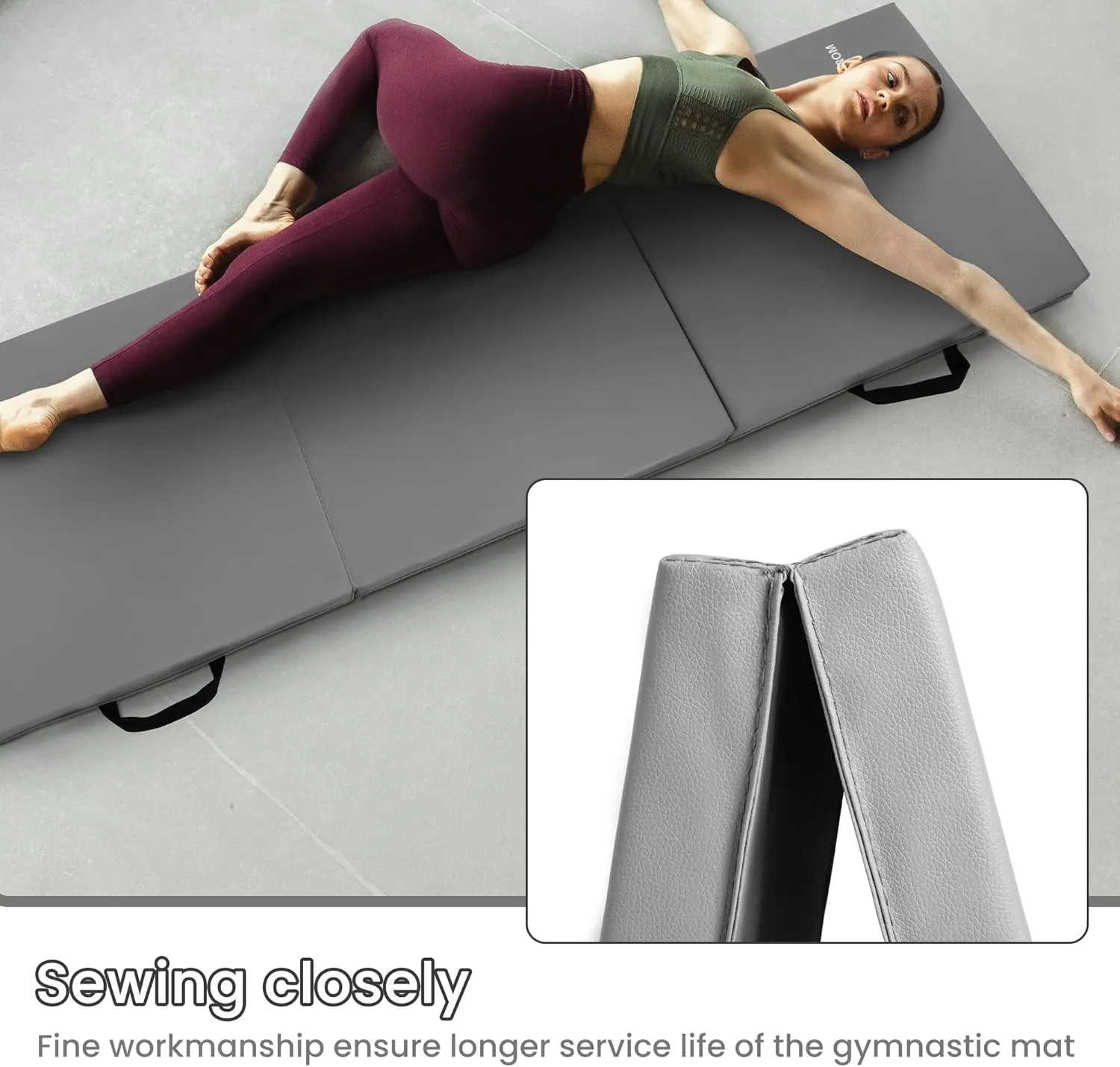 BalanceFrom 2ft x 6ft Three Fold Folding Exercise Mat with Carrying Handles for MMA, Gymnastics and Home Gym Protective Flooring, 1.5-Inch Thick, Multiple Colors
