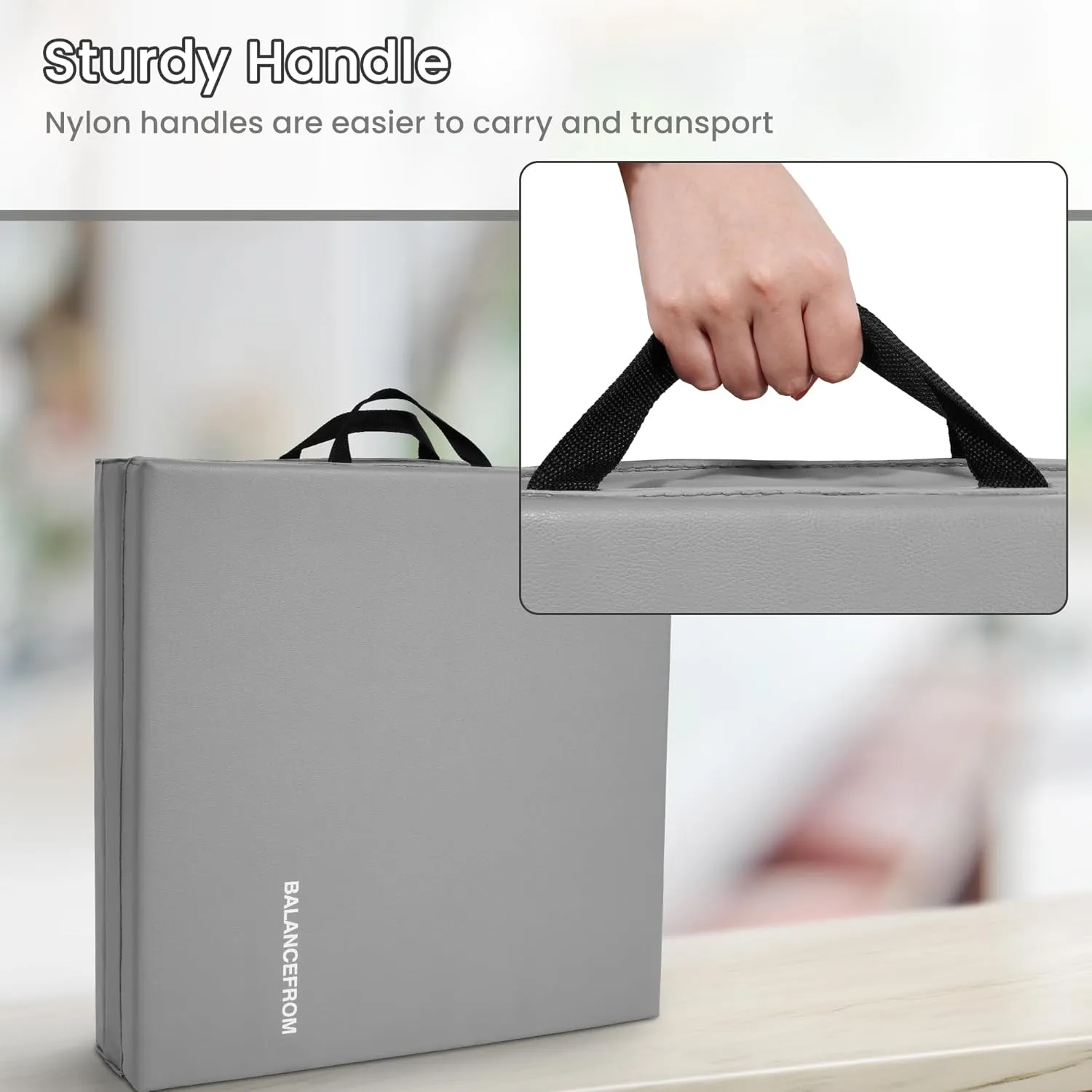 BalanceFrom 2ft x 6ft Three Fold Folding Exercise Mat with Carrying Handles for MMA, Gymnastics and Home Gym Protective Flooring, 1.5-Inch Thick, Multiple Colors