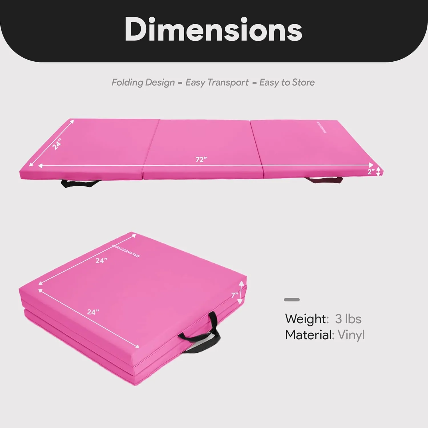 BalanceFrom Folding Gymnastics Mat Home Gym Floor Tumbling Equipment, Multicolor