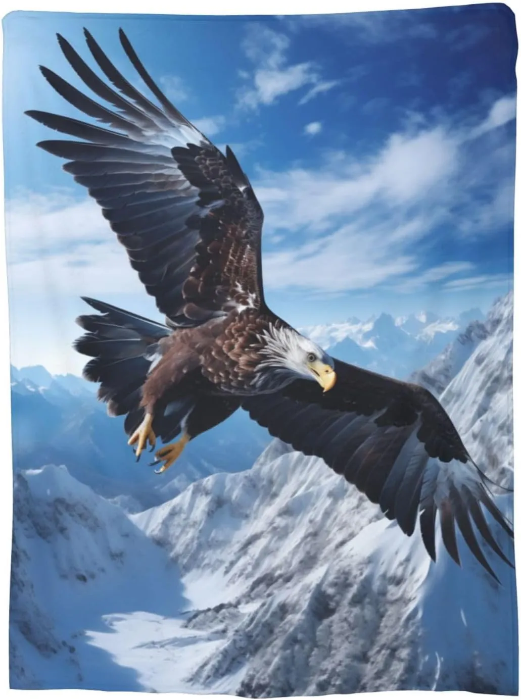 Bald Eagle Snowy Mountain Blanket Gfits for Women Men Kids Flying Eagle Flannel Throw Blankets Soft Fuzzy Lightweight for Home Decor Couch Bed Sofa 80x60 Inches