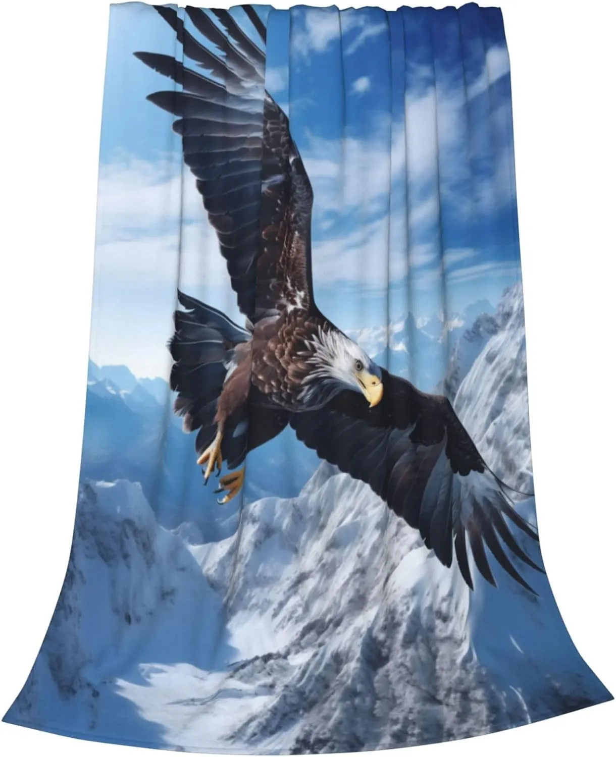 Bald Eagle Snowy Mountain Blanket Gfits for Women Men Kids Flying Eagle Flannel Throw Blankets Soft Fuzzy Lightweight for Home Decor Couch Bed Sofa 80x60 Inches